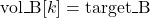 \mbox{vol\_B}[k]  = \mbox{target\_B}
